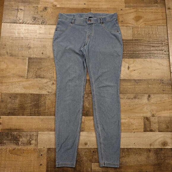 Hue Essential Denim Leggings Women's Large Blue stretchy Mid Rise - Picture 1 of 11